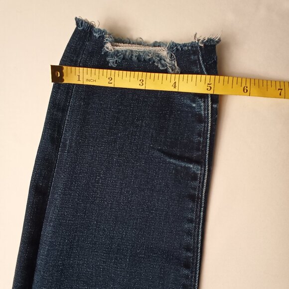 Express Jeans Size 10 Mid Rise Skinny Leg Dark Wash Chewed Edge Hem - Picture 10 of 10